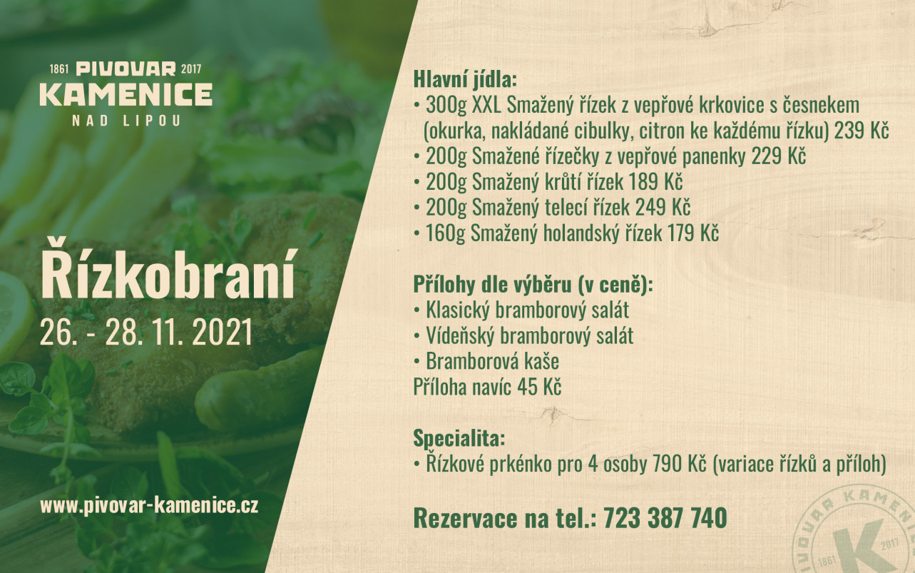 Řízkobraní v pivnici 26. - 28. 11. 2021