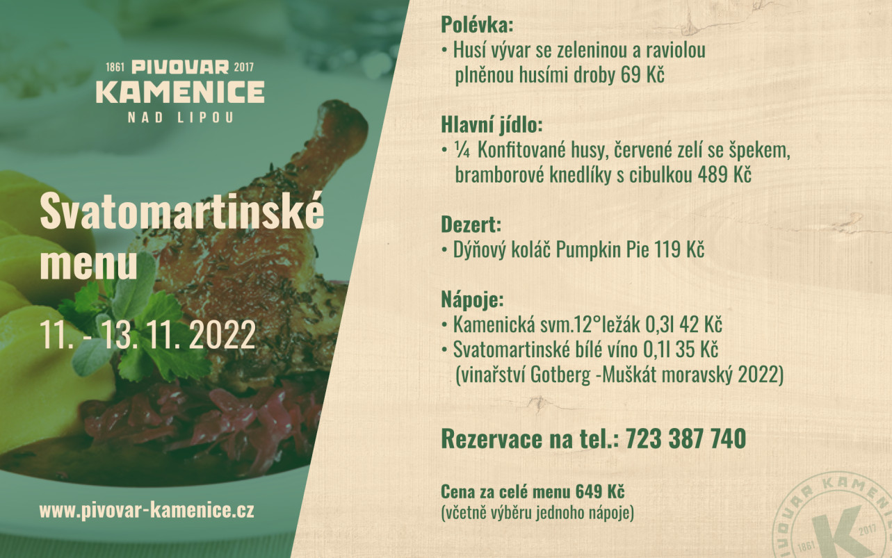 Svatomartinské menu 11. - 13. 11. 2022