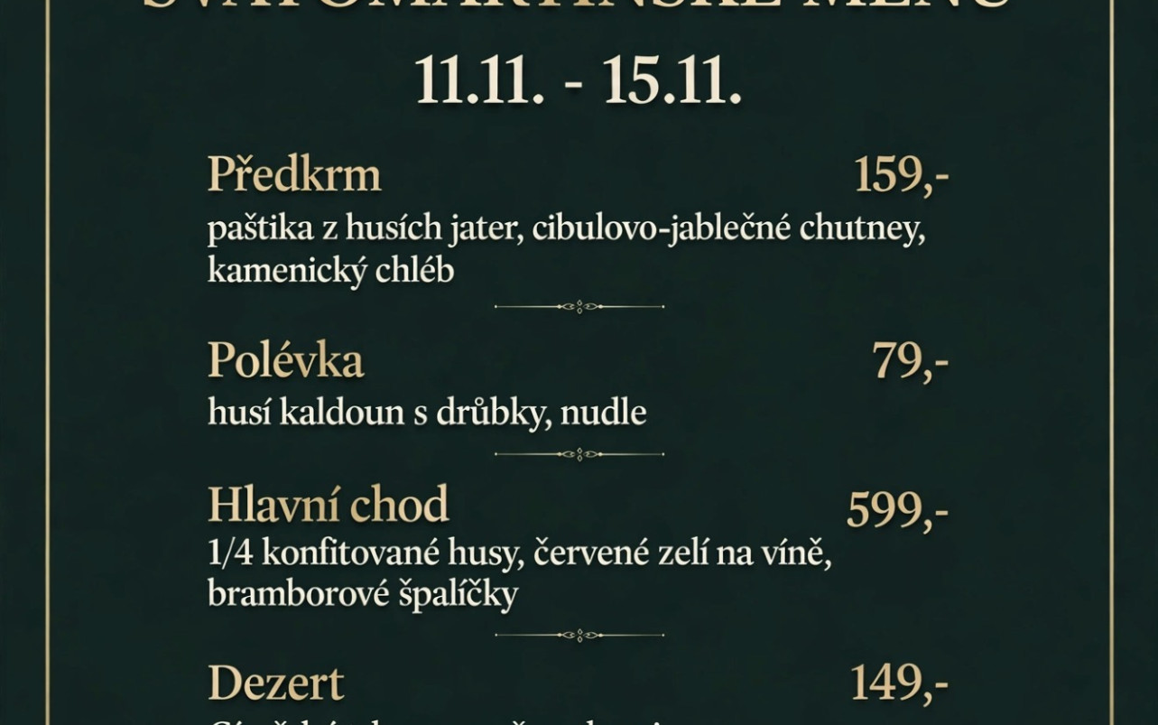Svatomartinské menu 11. - 15. 11. 2026